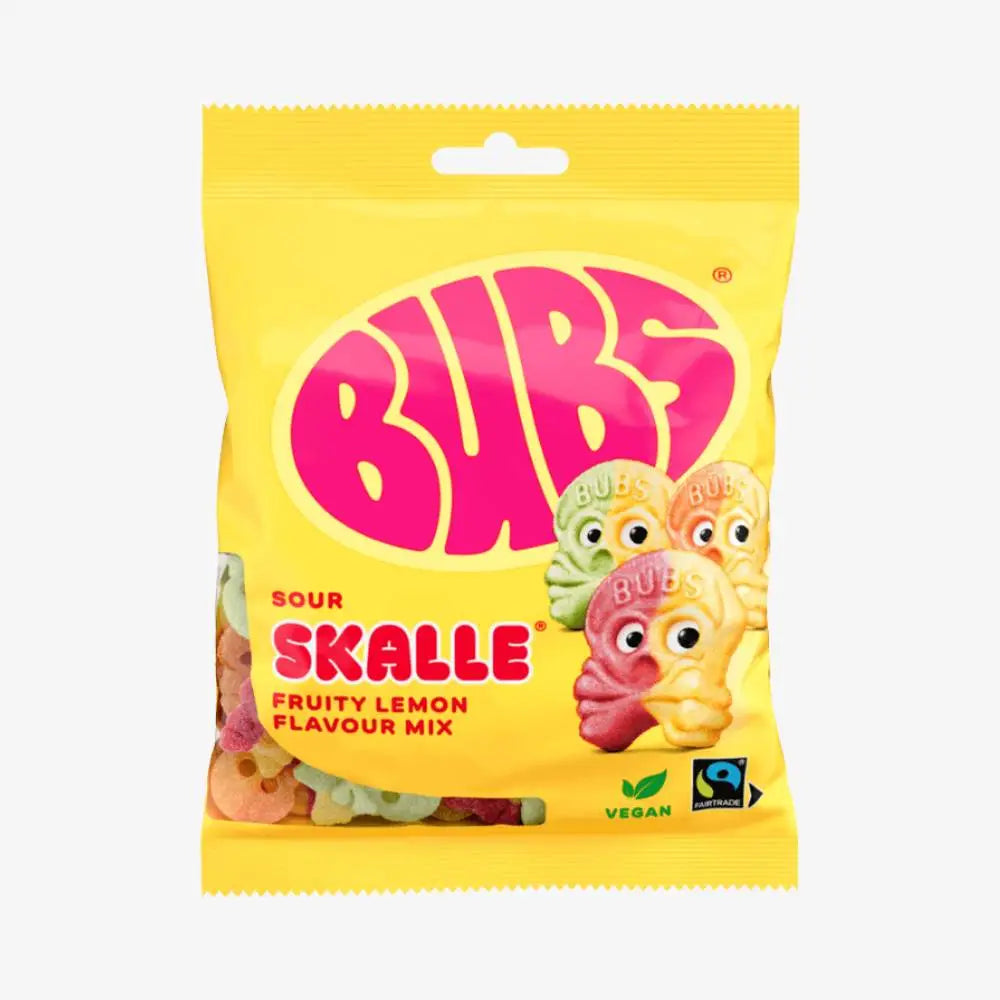 BUBS Sour Skulls Fruity Lemon Skulls bag 90g / 3.13OZ