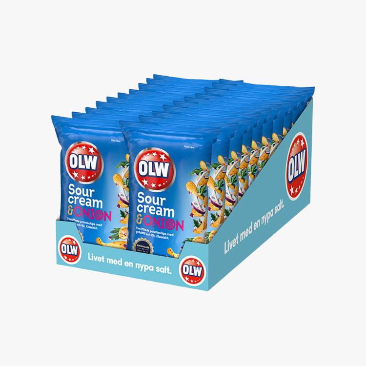 Display box of OLW Sour Cream & Onion