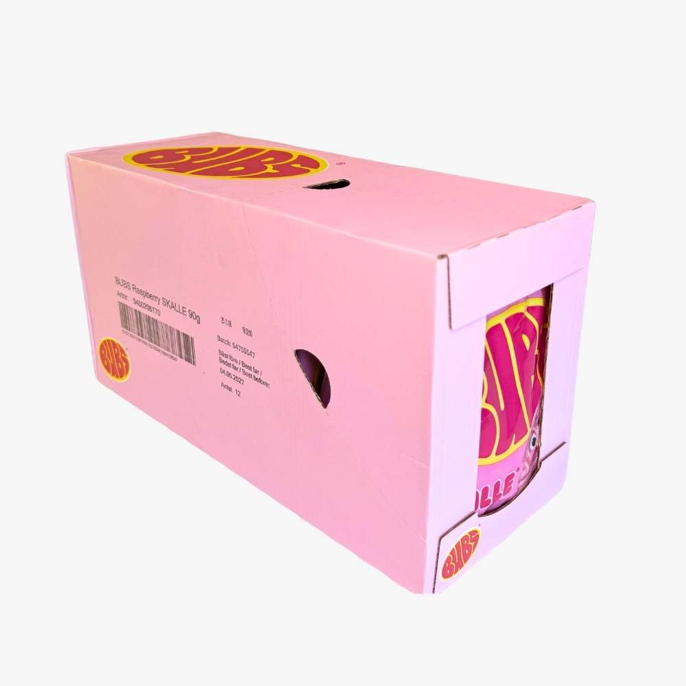 BUBS Sour Raspberry Skalle 12-Pack